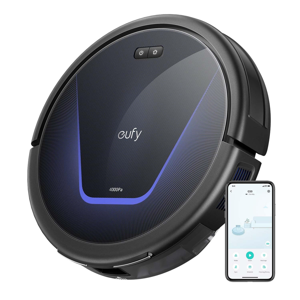 Robot Vacuum And Mop 4000Pa Suction 120 Min Black