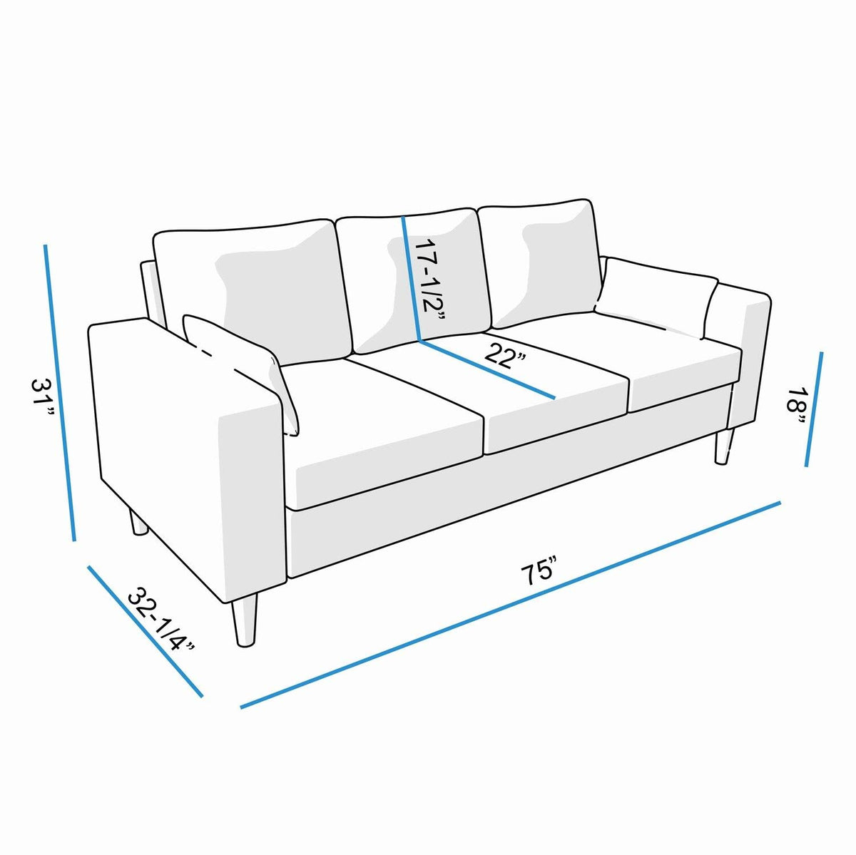 Grey Linen 3-Seater and 2-Seater Fabric Sofa Set with Pocket Spring Cushions and Solid Wood Legs