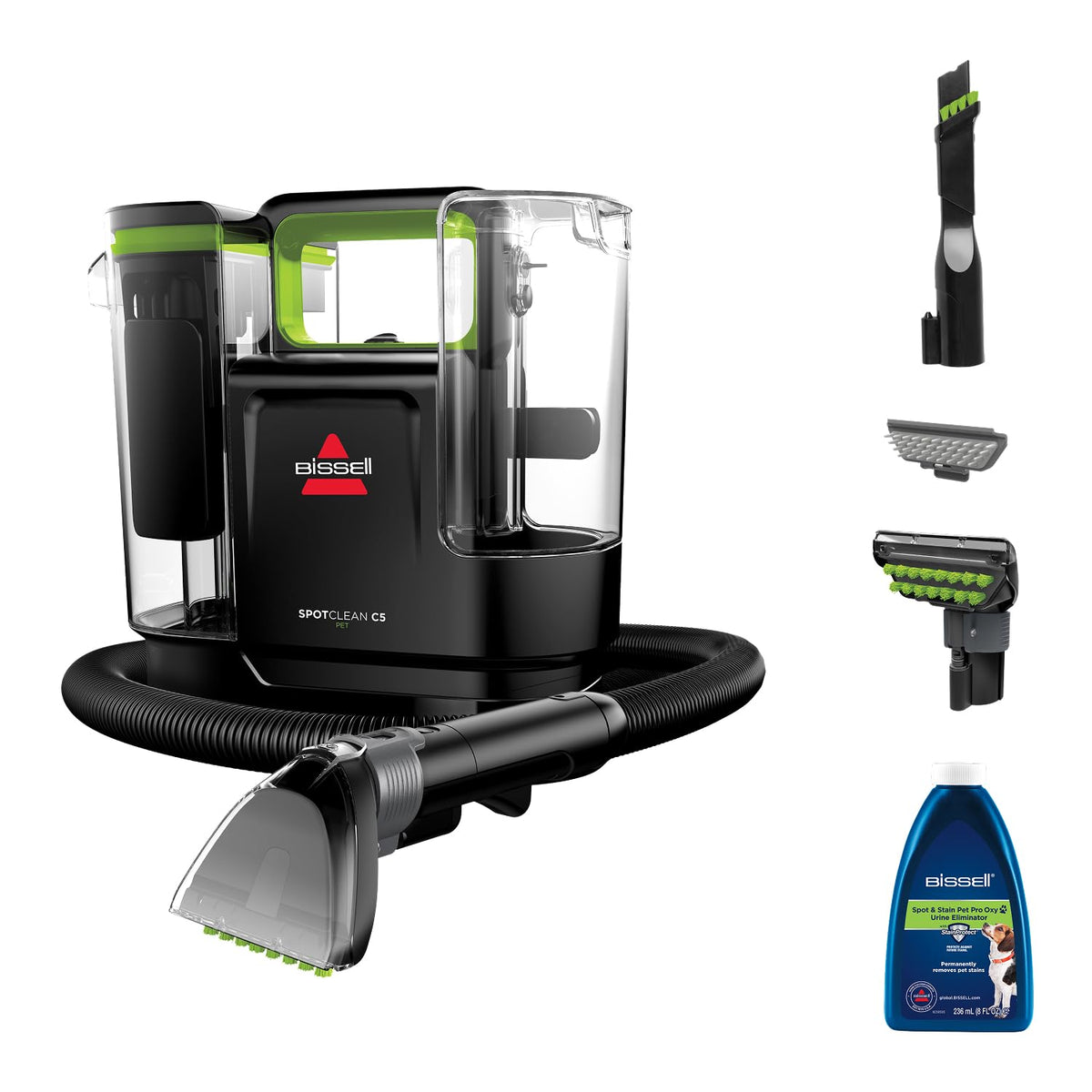 Portable Carpet Cleaner 16,400Pa Suction Dual Tank Black