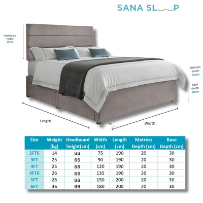 5ft King Size Divan Bed Set with Orthopaedic Mattress, 2 Storage Drawers and 26-Inch Headboard, Silver