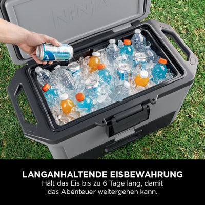 Ninja FrostVault Hard Cooler 47L, Premium Insulated Cool Box, Holds Ice Up to 6 Days, Built-in Dry Storage Drawer